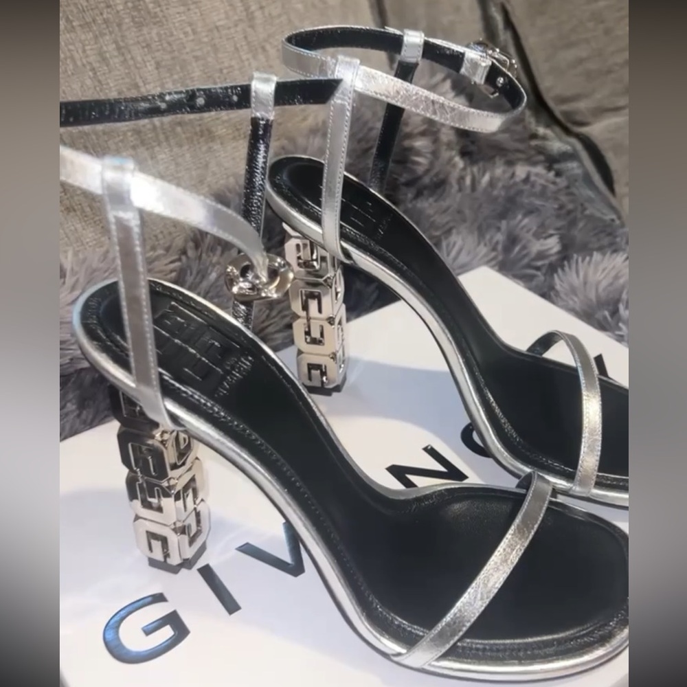 Givenchy Silver G Cube Heels